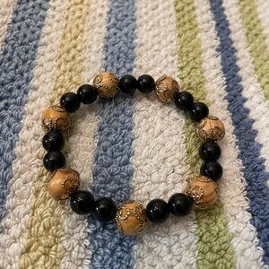 Black and Tan Beaded Bracelet